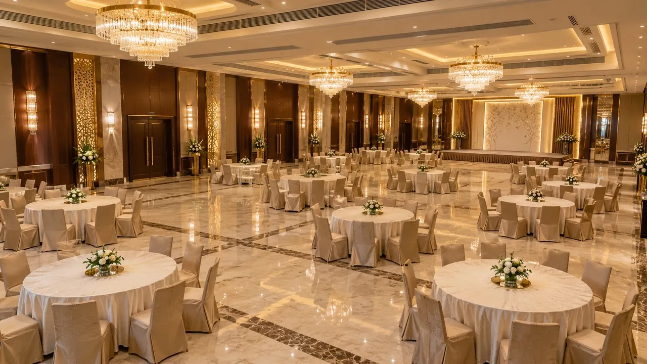Ballroom empty for 2 hours with chandeliers and AC on