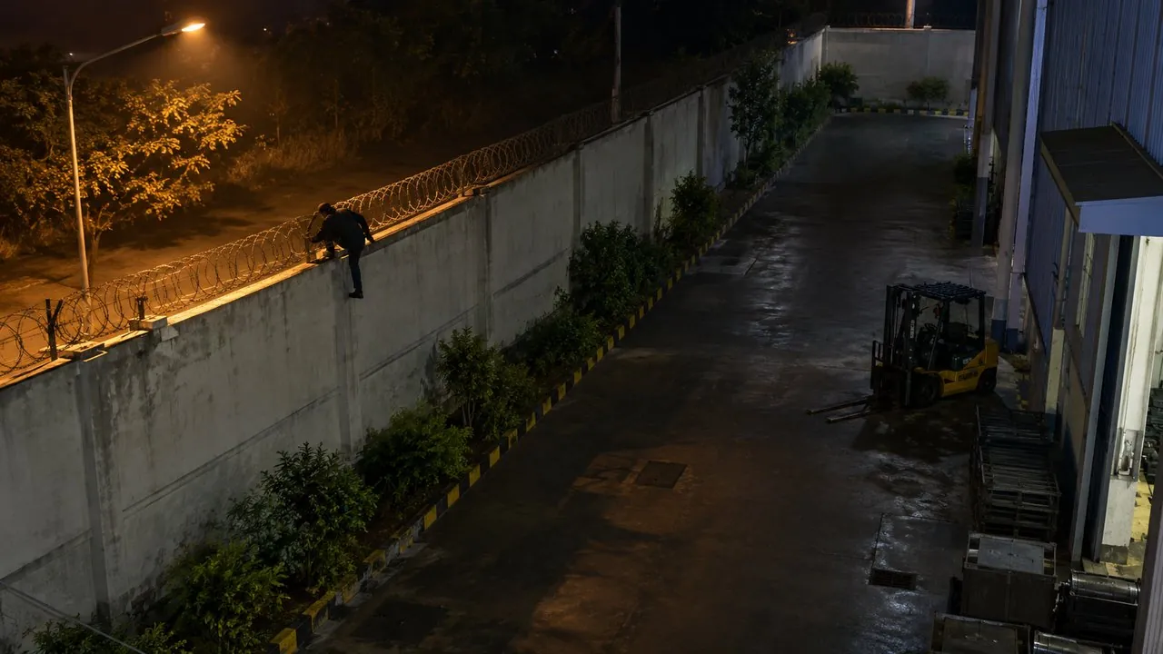 Person crossing the east boundary wall at 1:12 AM
