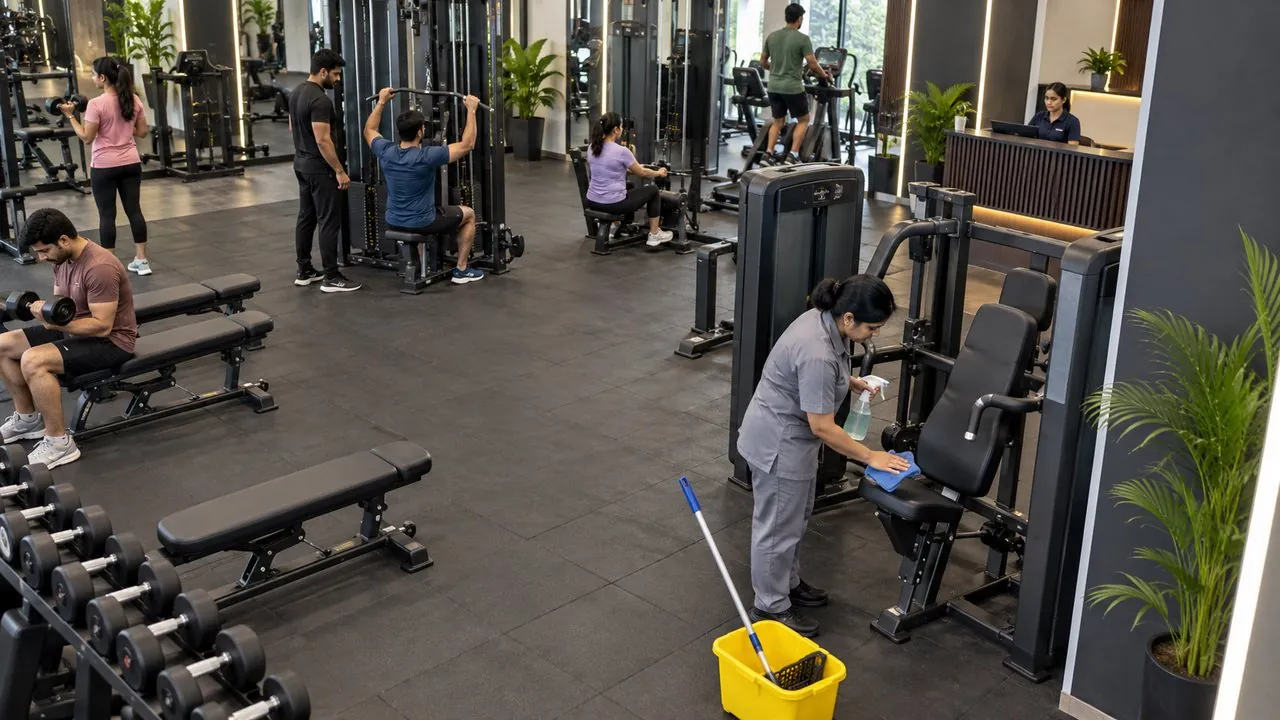Morning round done: machines wiped, floor mopped