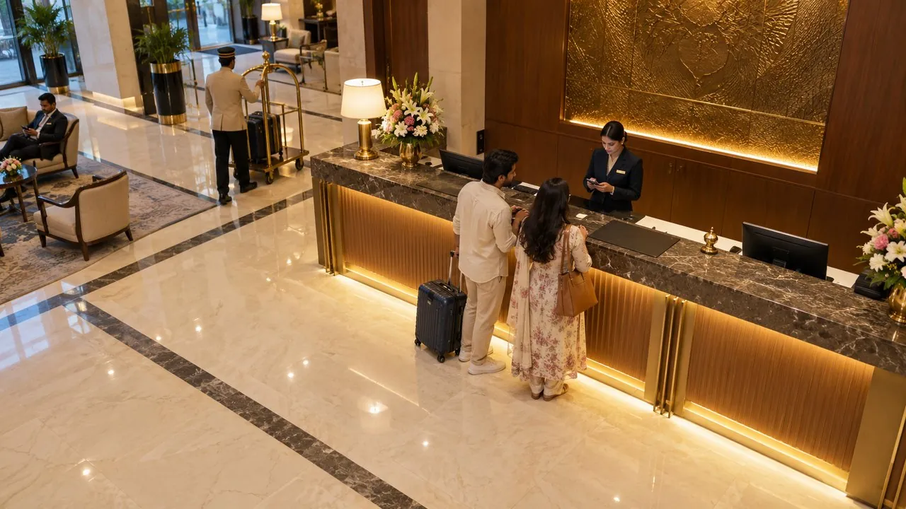 Guest at the front desk for 90 s, not yet greeted