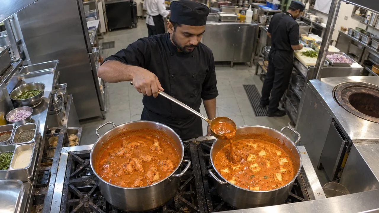 Same ladle used in the chicken and the paneer
