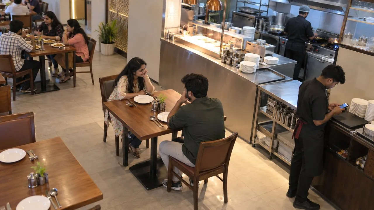 Guests seated 6 min, no water or menu. Staff on the phone