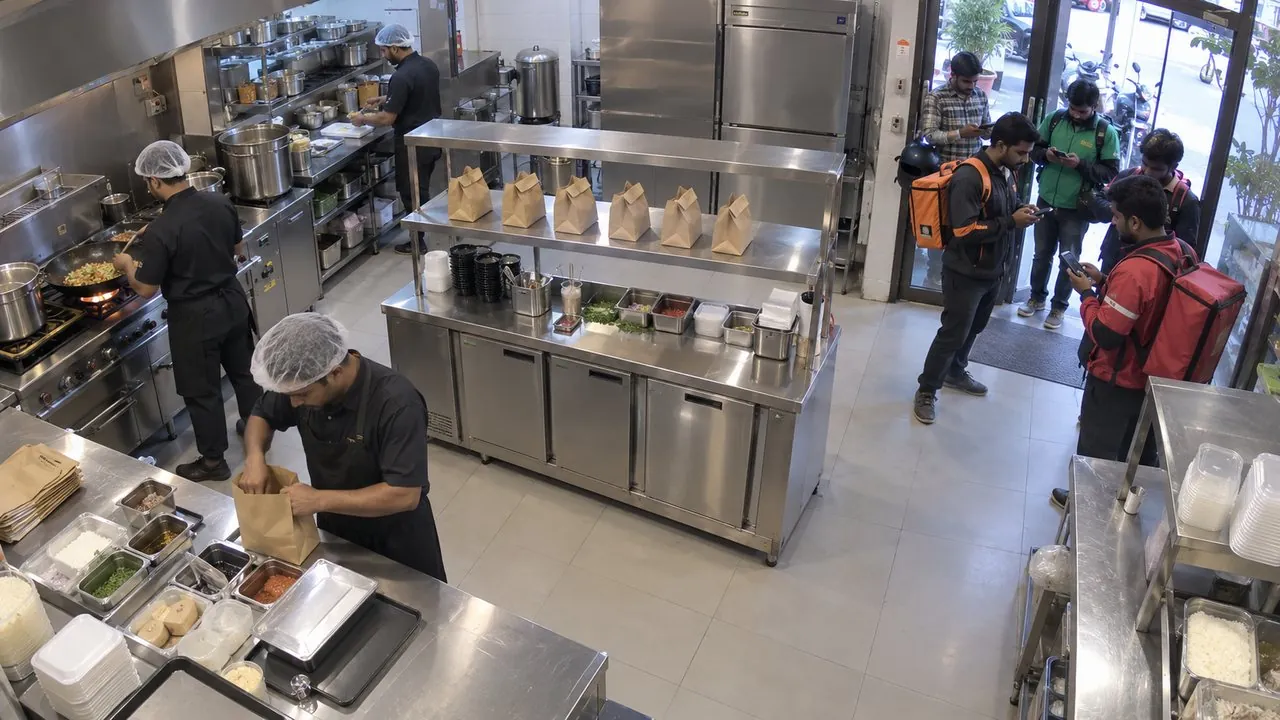 6 orders on the pickup shelf for 8 min, riders waiting at the door