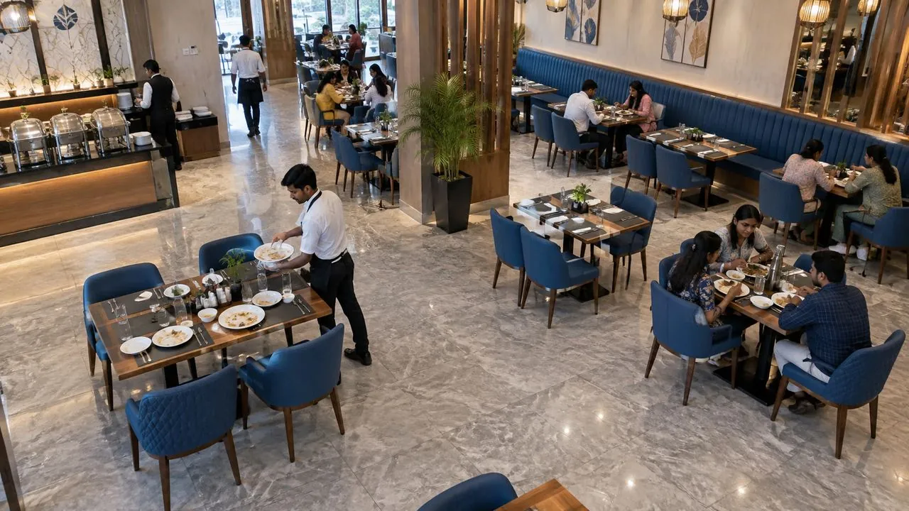 14 guests seated, 3 tables free