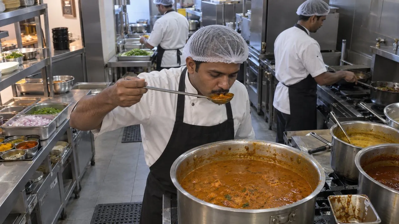 Cook tasting straight from the cooking ladle